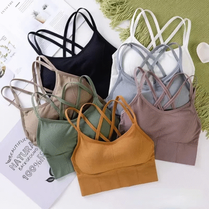 Women's Cross Strap Sports Bra Seamless Push-Up Yoga Top