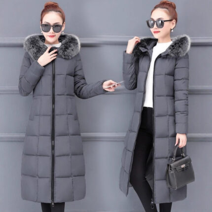 Korean-style Extended Over-the-knee Down Cotton Coat